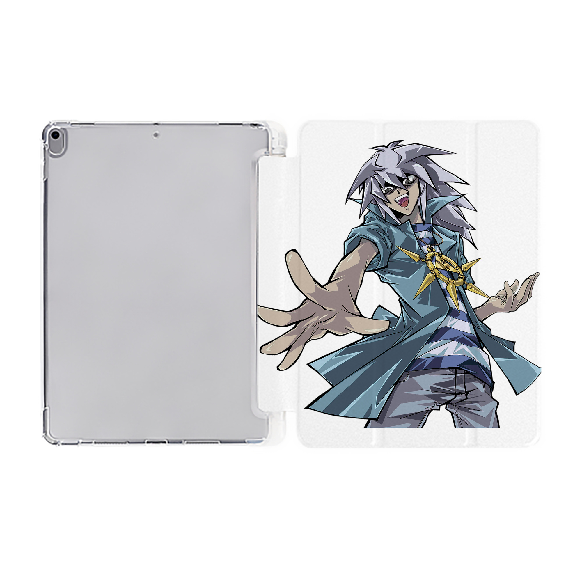 （画像用） 遊☆戯☆王 Yu-Gi-Oh! IPad ケース ペン収納付き 三つ折りスタンド PUレザー×シリコン 対応機種9.5/10.5/10.9インチ